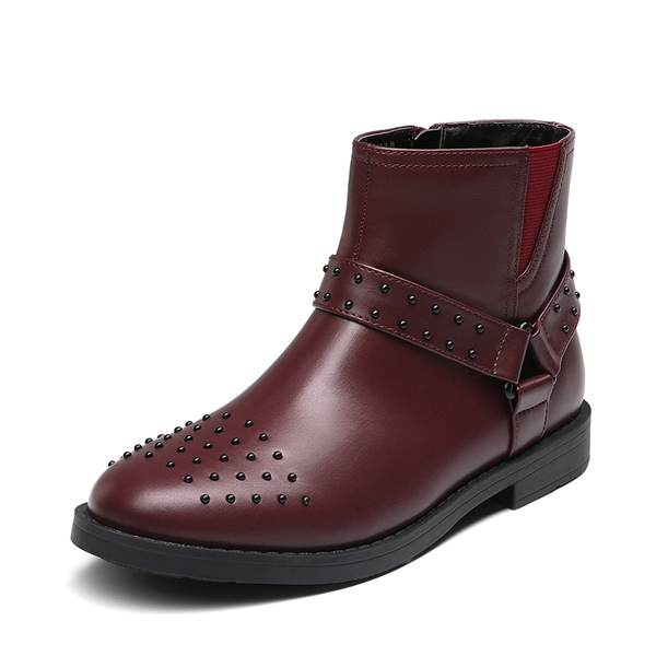 Kids Studded Detail Fashion Boots - RED WINE -  0